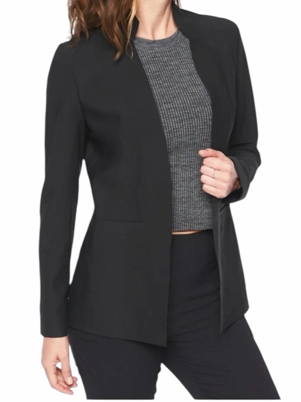 Athleta Black Stretch Open-Front "Cosmic" Blazer 6